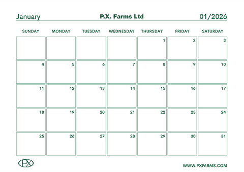 P.X. Farms Calendar 2026 (PRE-ORDER)