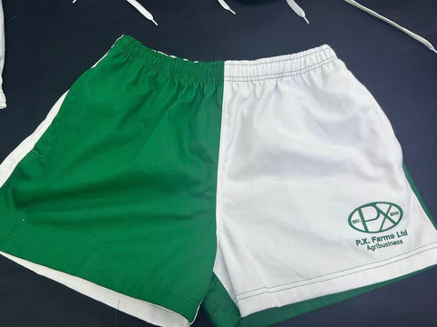 P.X Farms Branded Shorts Green & White 50/50